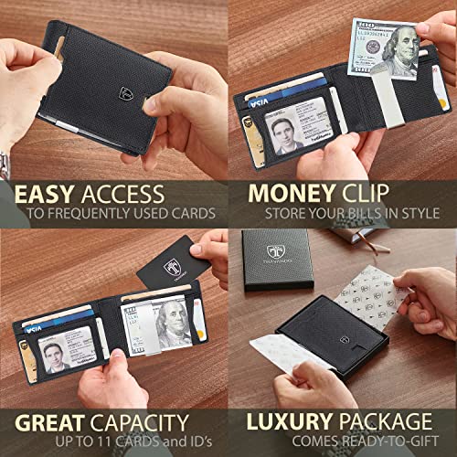 Mens Slim Wallet with Money Clip