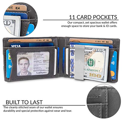 Mens Slim Wallet with Money Clip