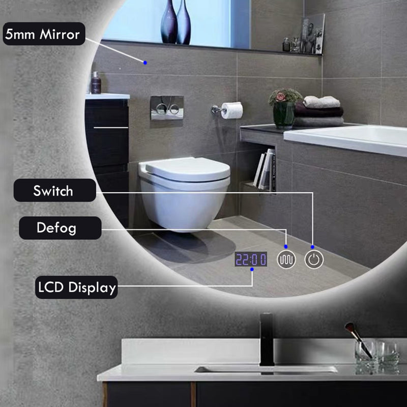 LED Wall Mirror + Defogging LCD Display 