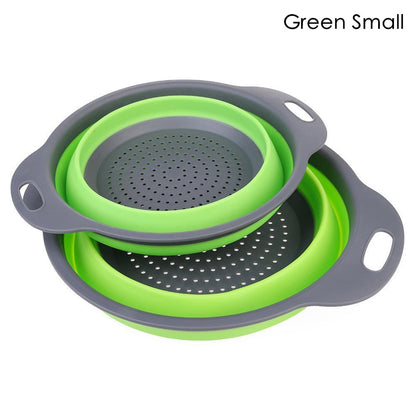 small green Foldable silicone colander