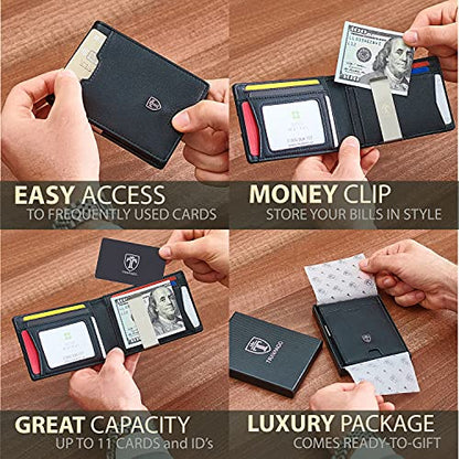 Mens Slim Wallet with Money Clip