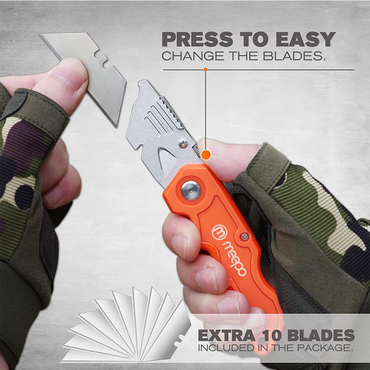 4-Pack Folding Box Cutters – Heavy Duty, Razor Sharp with 10 Extra Blades