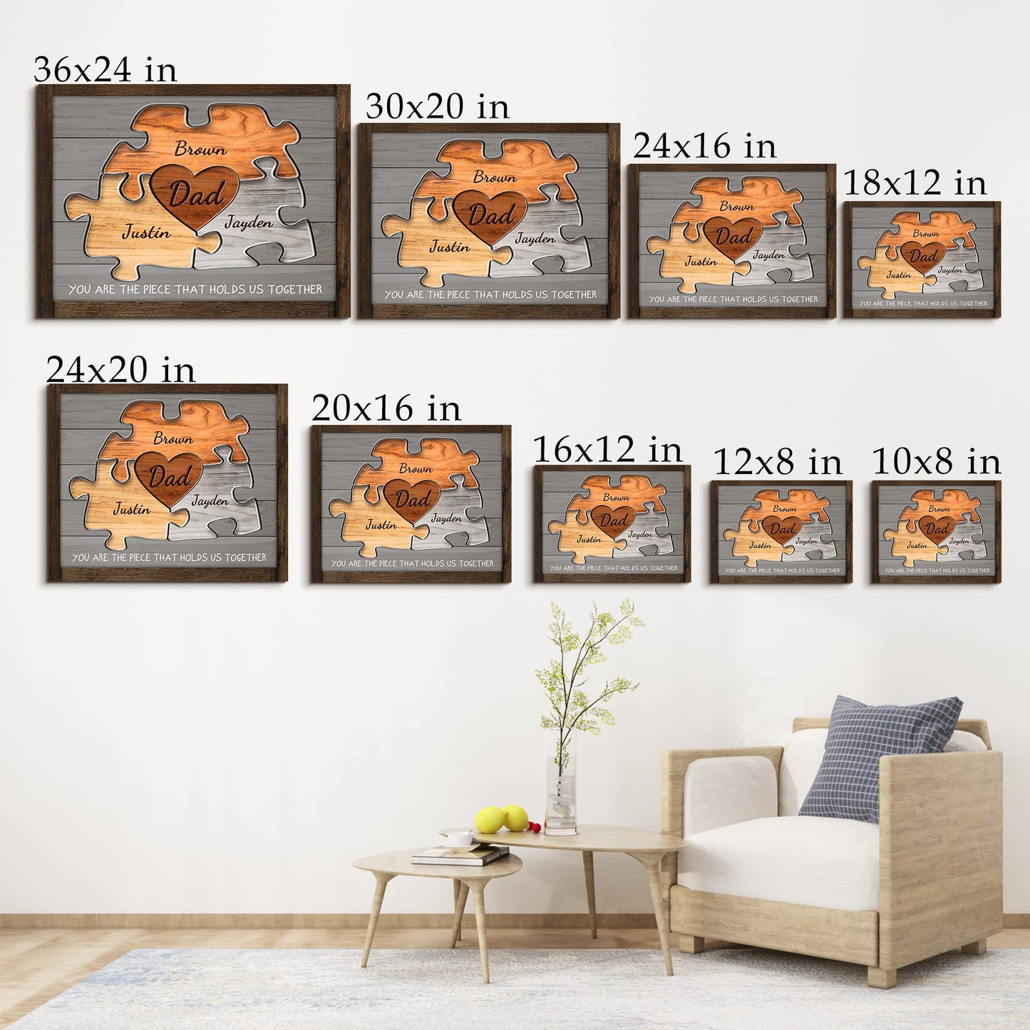 Custom Rustic Wood Puzzle Piece Sign Canvas Prints