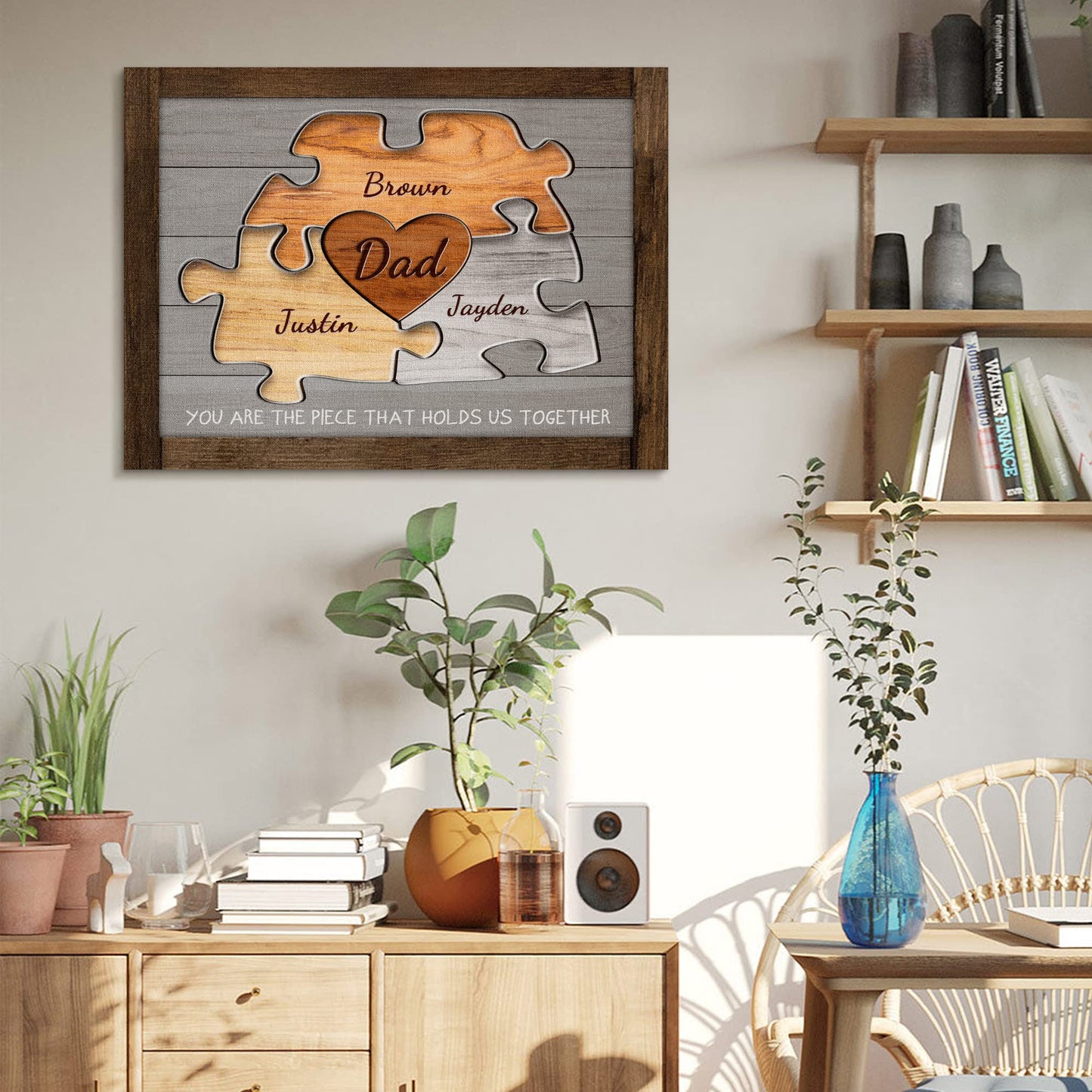 Custom Rustic Wood Puzzle Piece Sign Canvas Prints
