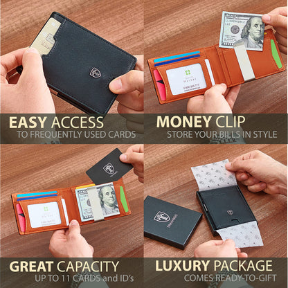 Mens Slim Wallet with Money Clip