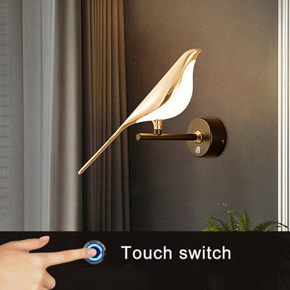 Golden Bird Wall Bedroom Lamp