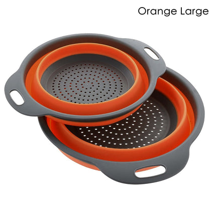 Large Orange Foldable silicone colander