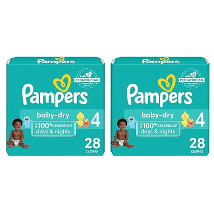 Pampers Baby Dry, Diapers Size 4, 28 Count (Pack of 2)