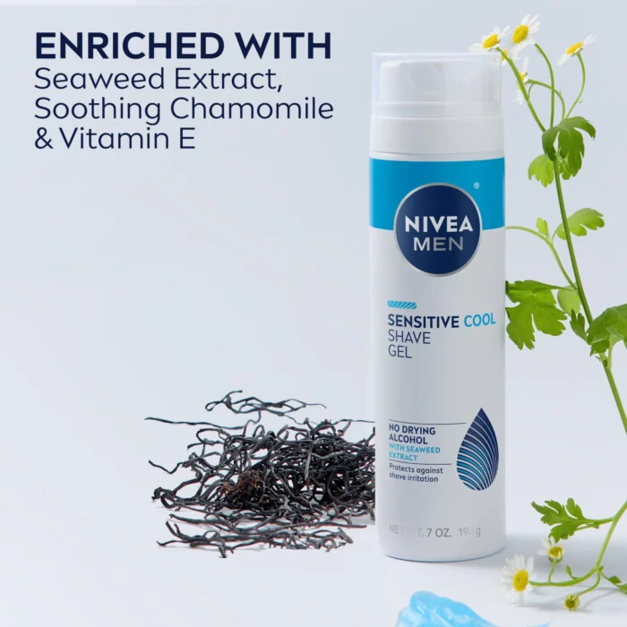 NIVEA MEN Sensitive Cool Shave Gel, Seaweed Extract, Shaving for Men with Sensitive Skin, 7 oz - Image 2