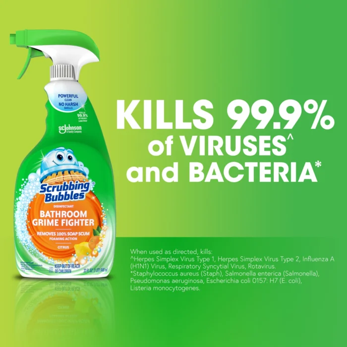 Scrubbing Bubbles Disinfe Countant Bathroom Grime Fighter Spray, Citrus, 32 fl oz - Image 4