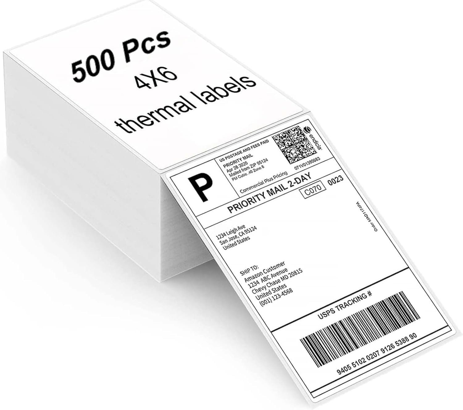 500 4x6 Fanfold Thermal Direct Labels, Permanent Adhesive