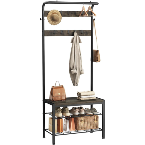 4-in-1 Hall Tree with Shoe Bench & Coat Rack