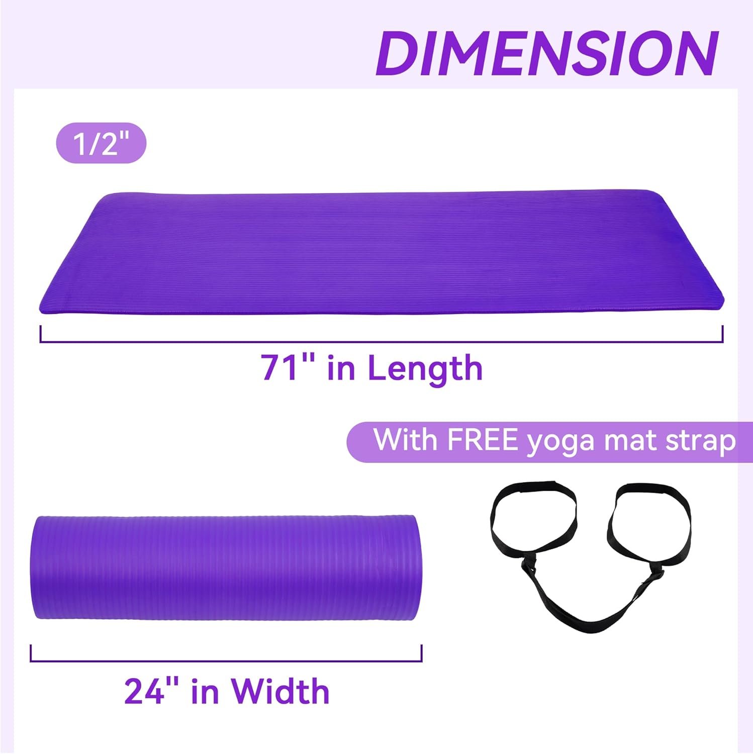 Extra Thick High Density Yoga Mat with Strap - Image 2
