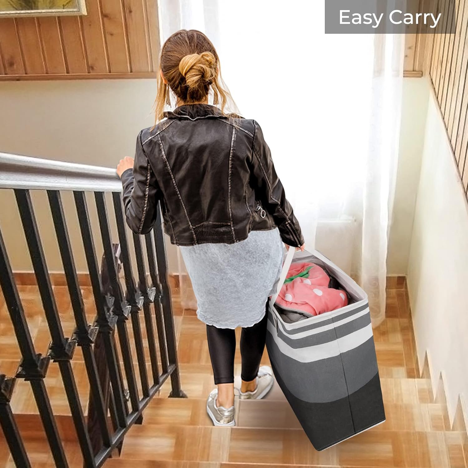 2-Pack Large Laundry Hampers, 75L Each, Collapsible & Waterproof - Image 2