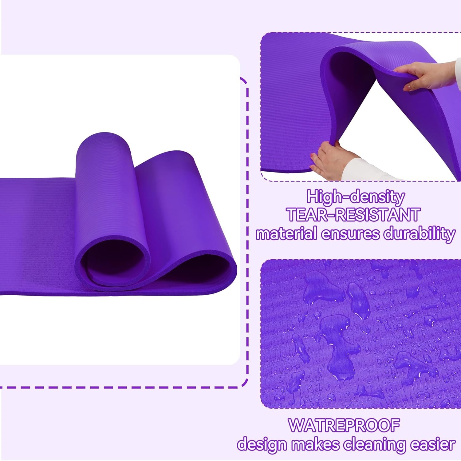 Extra Thick High Density Yoga Mat with Strap - Image 3